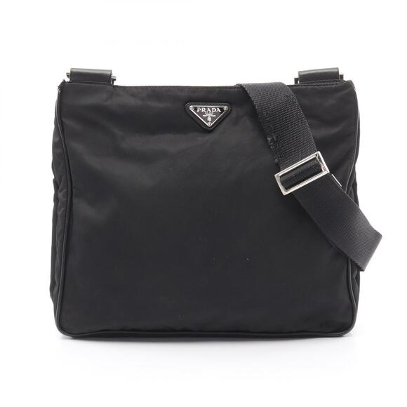 Prada Handbags - PRADA Shoulder Bag Nylon Saffiano Leather Black